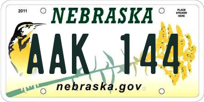 NE license plate AAK144