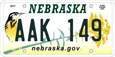 NE license plate AAK149