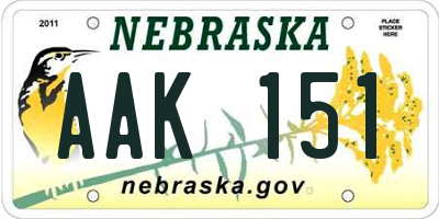NE license plate AAK151