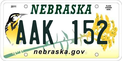 NE license plate AAK152