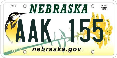 NE license plate AAK155