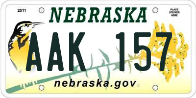 NE license plate AAK157