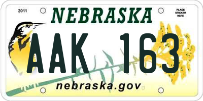 NE license plate AAK163