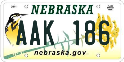 NE license plate AAK186
