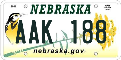 NE license plate AAK188