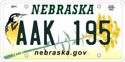 NE license plate AAK195