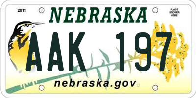 NE license plate AAK197