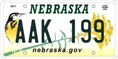 NE license plate AAK199
