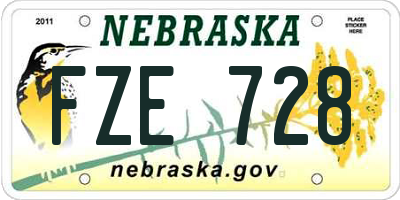 NE license plate FZE728