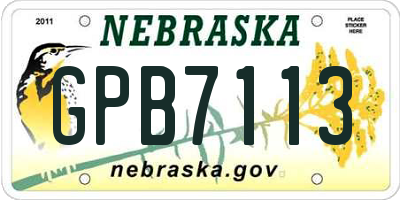 NE license plate GPB7113