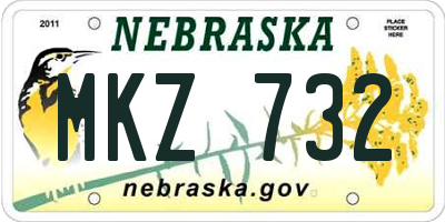 NE license plate MKZ732