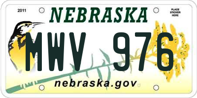 NE license plate MWV976
