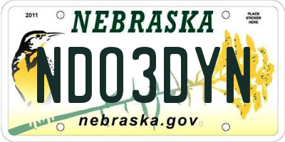 NE license plate NDO3DYN