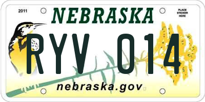 NE license plate RYV014