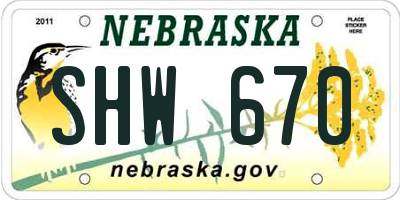 NE license plate SHW670