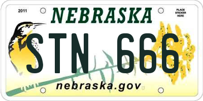 NE license plate STN666