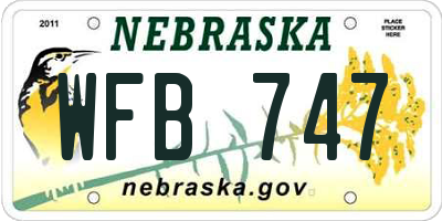 NE license plate WFB747
