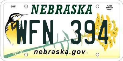 NE license plate WFN394