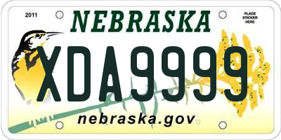 NE license plate XDA9999