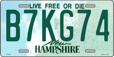 NH license plate B7KG74