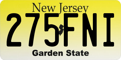 NJ license plate 275FNI