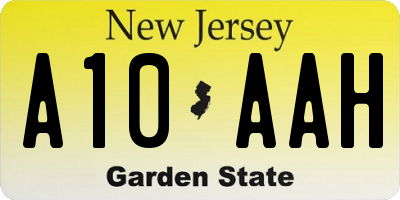 NJ license plate A10AAH