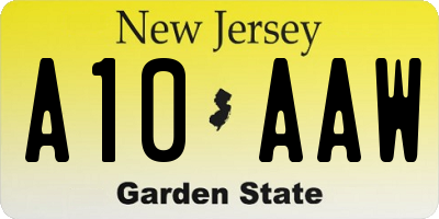 NJ license plate A10AAW