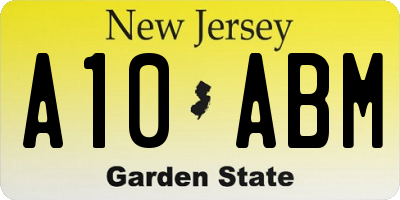 NJ license plate A10ABM