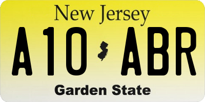 NJ license plate A10ABR