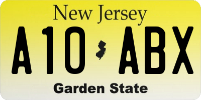 NJ license plate A10ABX
