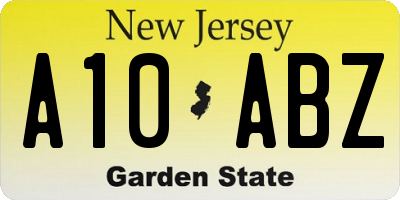 NJ license plate A10ABZ