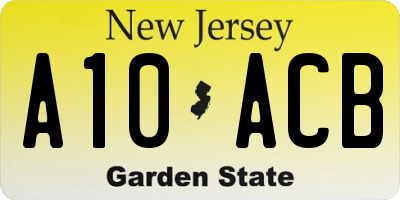 NJ license plate A10ACB