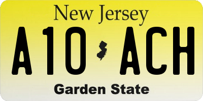 NJ license plate A10ACH