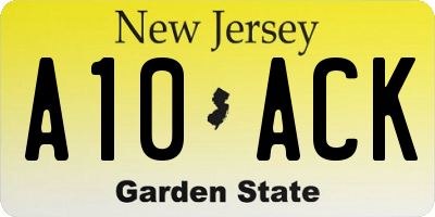 NJ license plate A10ACK