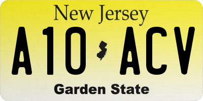 NJ license plate A10ACV
