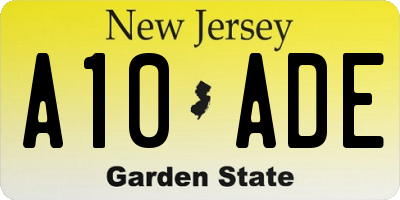 NJ license plate A10ADE