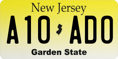 NJ license plate A10ADO