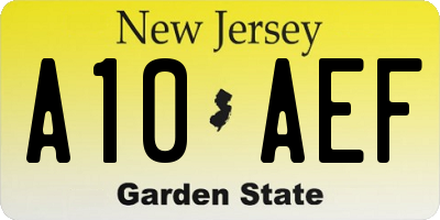 NJ license plate A10AEF