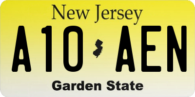NJ license plate A10AEN