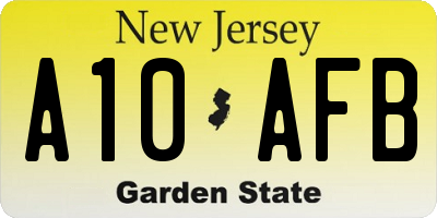 NJ license plate A10AFB
