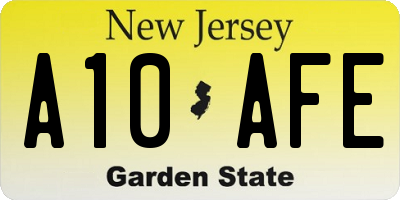 NJ license plate A10AFE