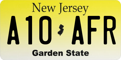 NJ license plate A10AFR