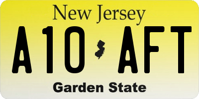 NJ license plate A10AFT