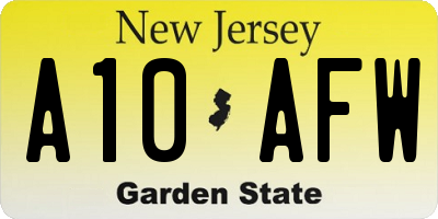 NJ license plate A10AFW