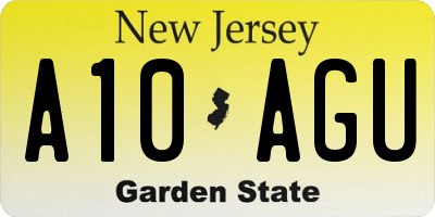 NJ license plate A10AGU