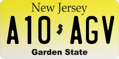 NJ license plate A10AGV