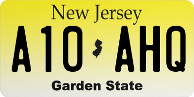 NJ license plate A10AHQ