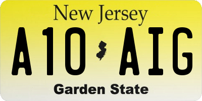 NJ license plate A10AIG