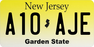 NJ license plate A10AJE