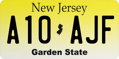 NJ license plate A10AJF